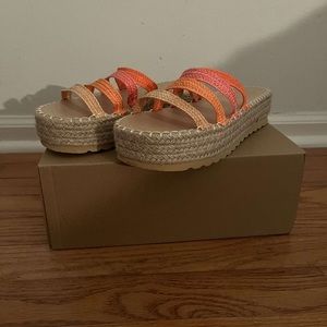 platform sandals pink tone straps